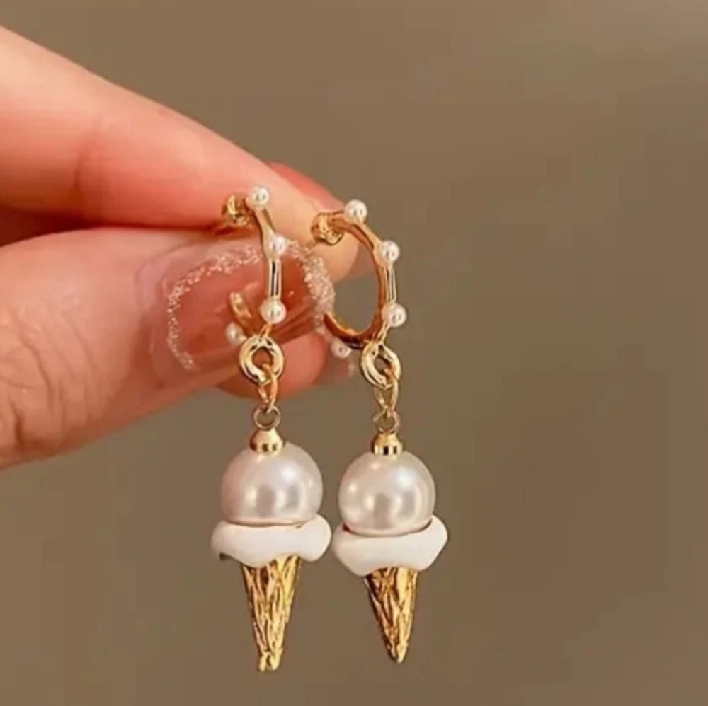 Faux Pearl Ice Cream Dangle Earrings